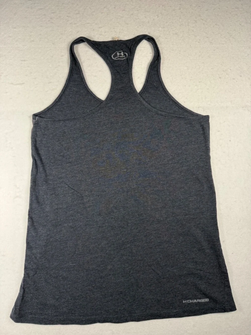 Under Armour Charged Never Back Down Tank Top Women's Small Gray EUC Running